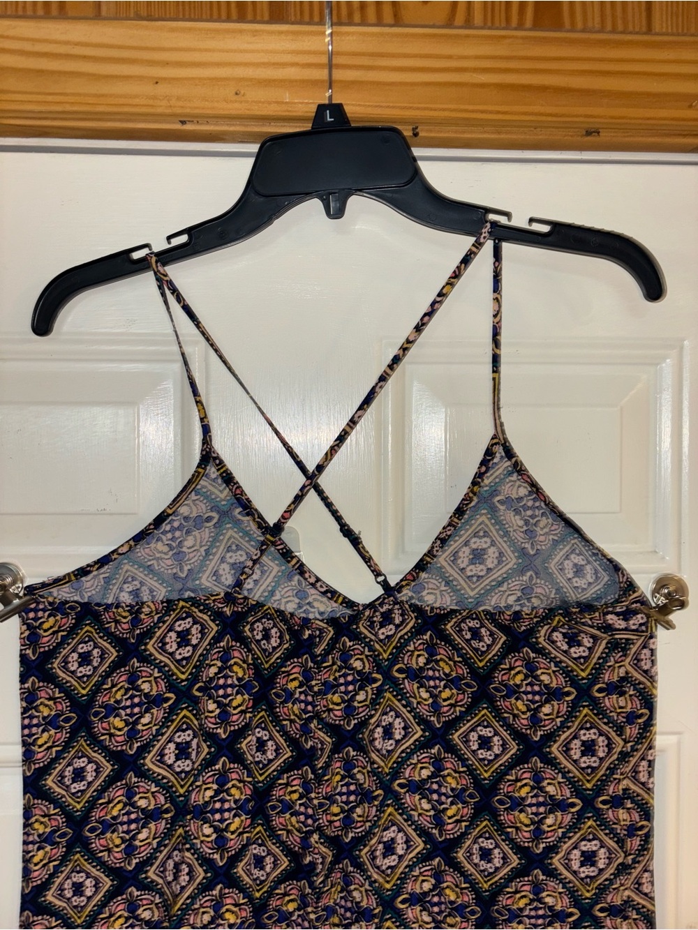 Old Navy Navy and Yellow Patterned Spaghetti-Strap Maxi Dress - Picture 4 of 7